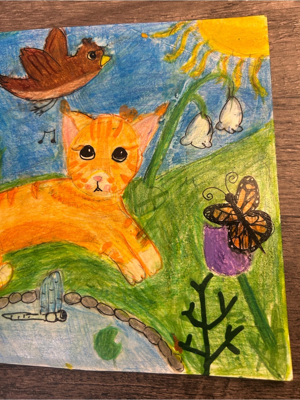 Handmade whimsical cat surrounded by forest life! - Picture 6 of 6